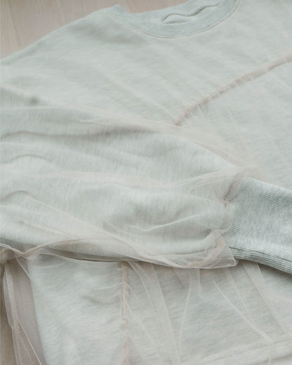 網紗雙層衛衣 - 米灰 | Chifa Select