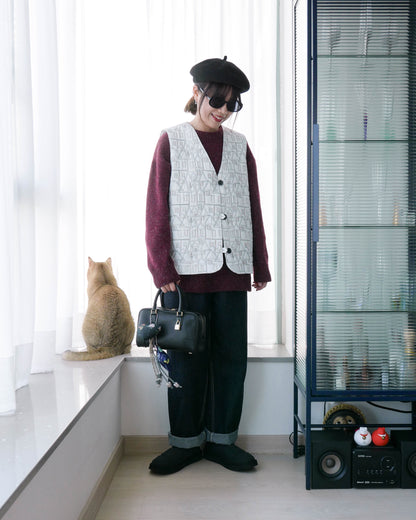 薄夾棉刺繡馬甲 - 白色屋仔 | Made by Chifa