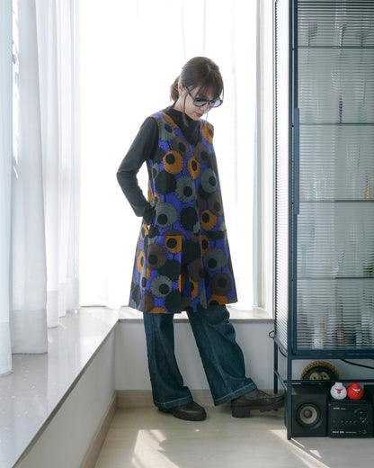 復古風V領無袖連身裙 | Made by Chifa