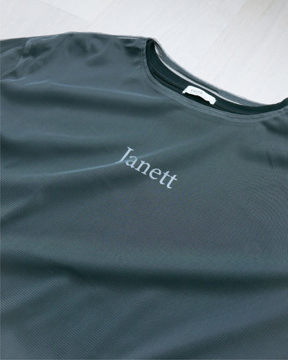 網紗雙層長袖T恤 - 灰黑 | Chifa Select