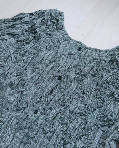 格子皺皺扣鈕top - 黑 | Chifa Select