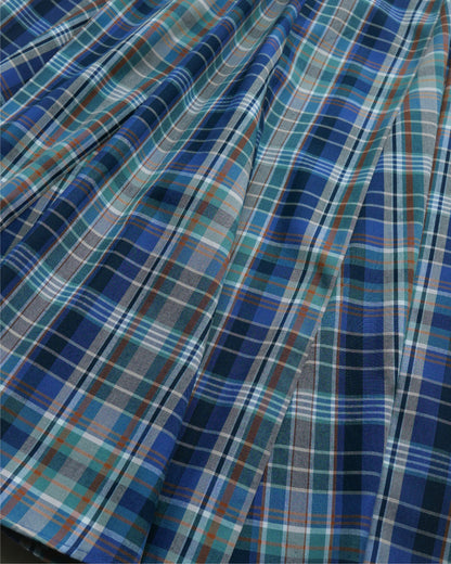 半橡筋腰格子長裙 - 綠格 | Chifa Select