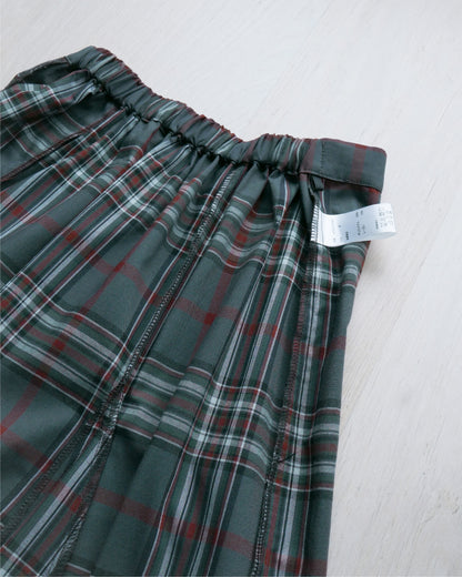 半橡筋腰格子長裙 - 灰格 | Chifa Select