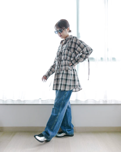 格子恤衫背心綁帶套裝 | Chifa Select