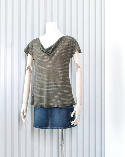 NINE WEST Polka Dot Cowl Neck Top 波點垂褶領上衣 | KOMMONS