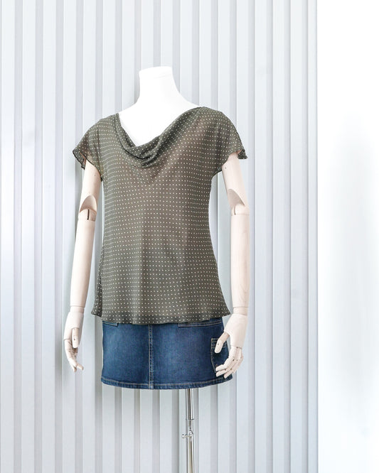 NINE WEST Polka Dot Cowl Neck Top 波點垂褶領上衣 | KOMMONS