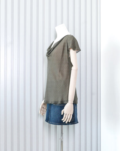 NINE WEST Polka Dot Cowl Neck Top 波點垂褶領上衣 | KOMMONS